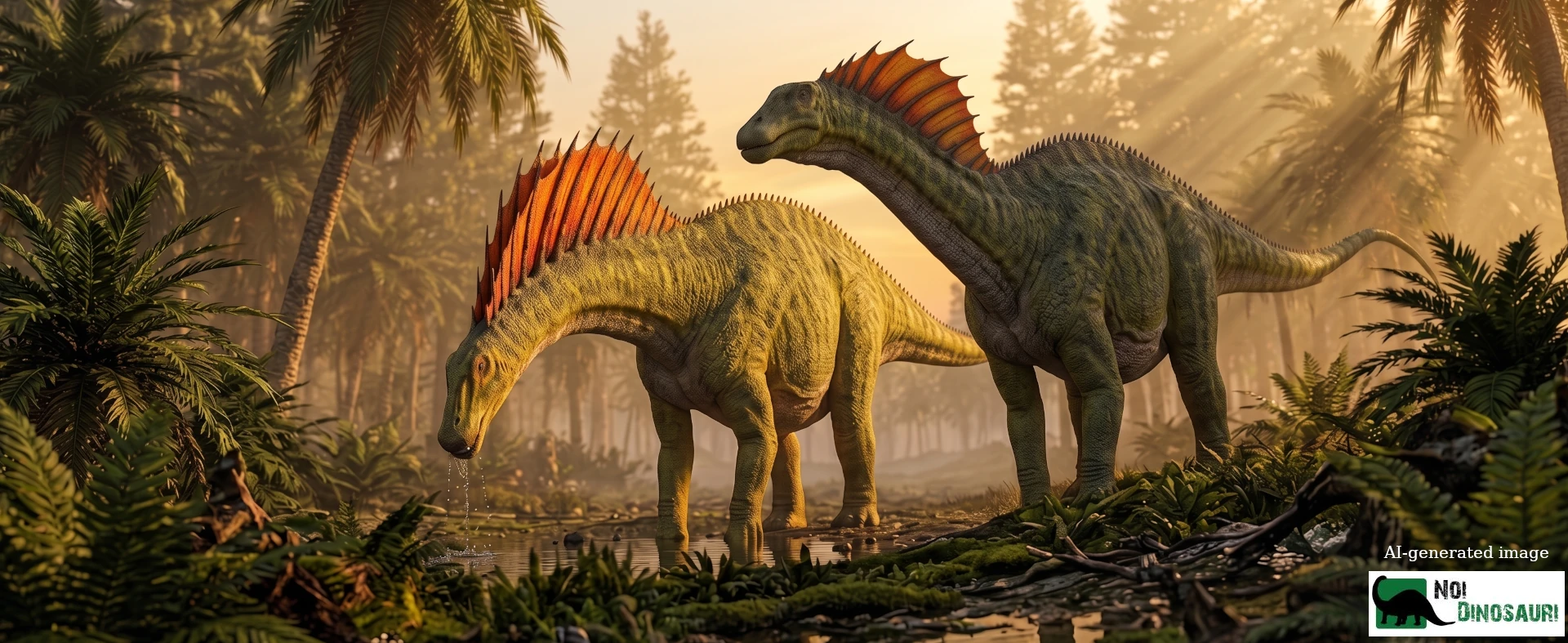 2 Amargasaurus in un sottobosco del Cretaceo inferiore