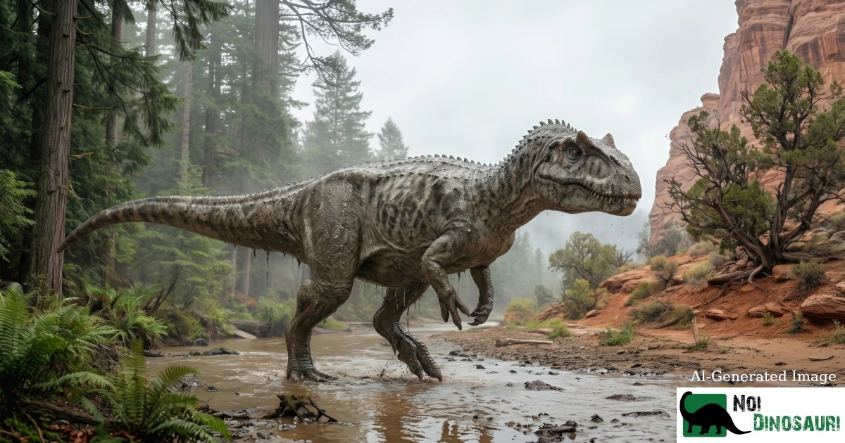 allosaurus in the rain late jurassic