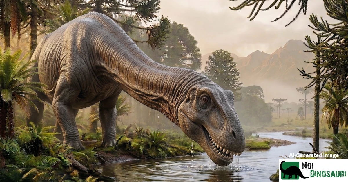 Brontosauro si abbevera