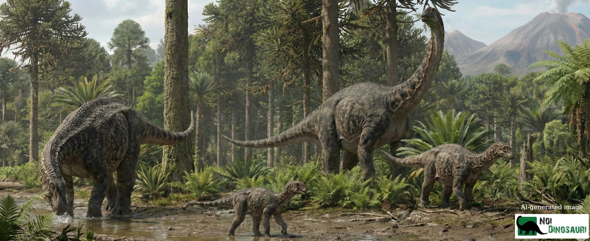 2 Brontosauri adulti e 2 giovani esemplari