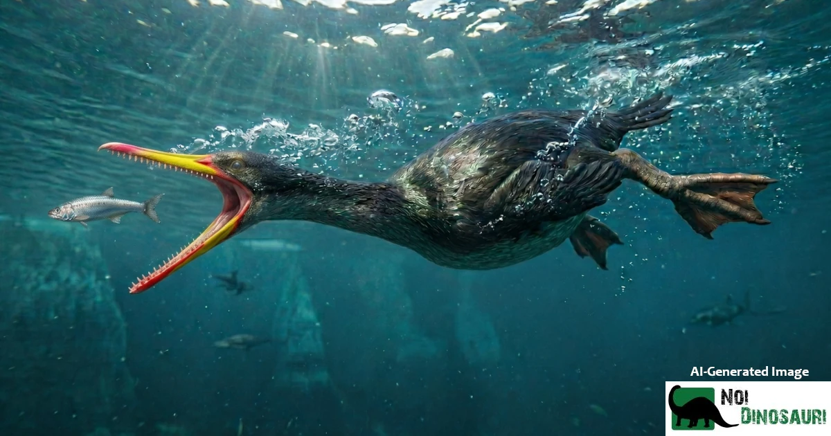 hesperornis regalis in immersione mentre caccia