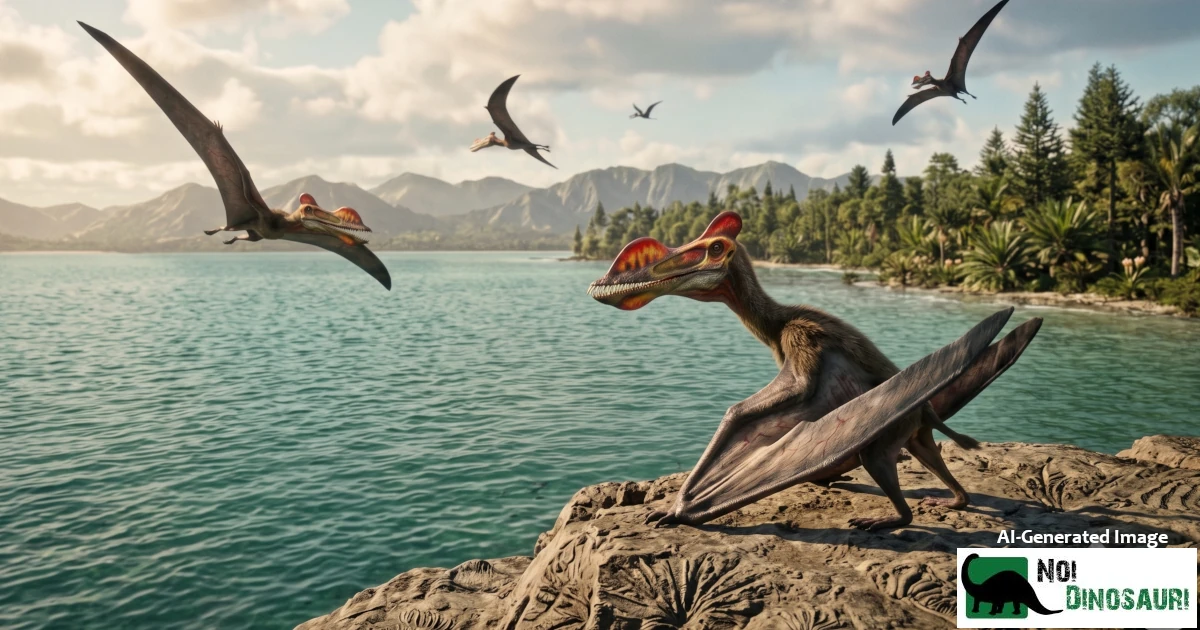 anhanguera appostato sulla scogliera della laguna