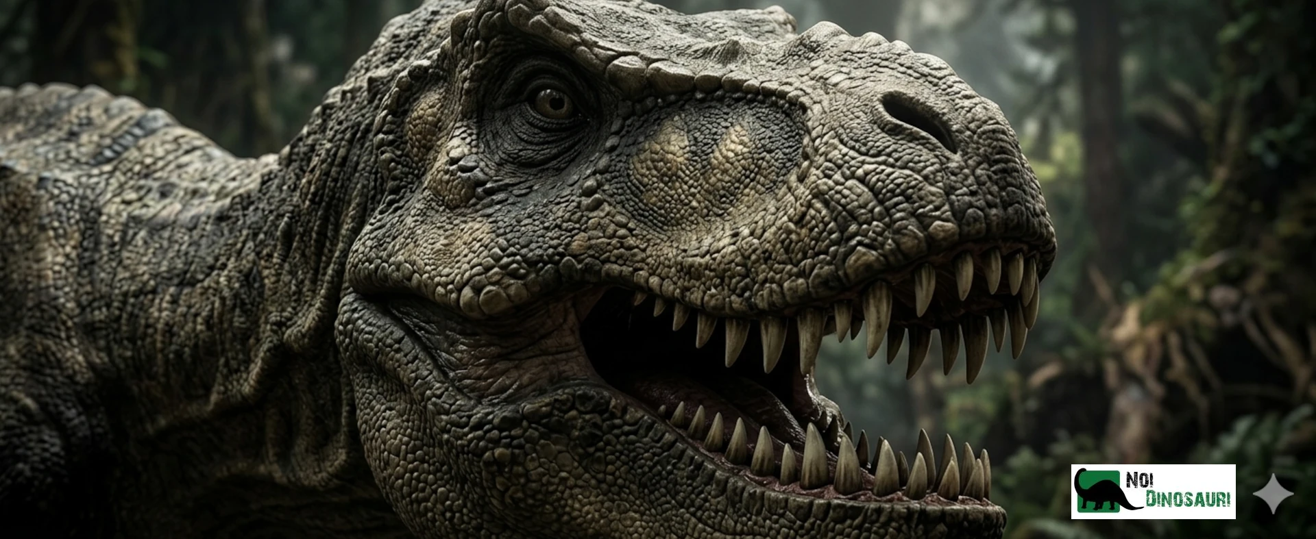 Primo piano del cranio e delle mascelle di un dinosauro carnivoro