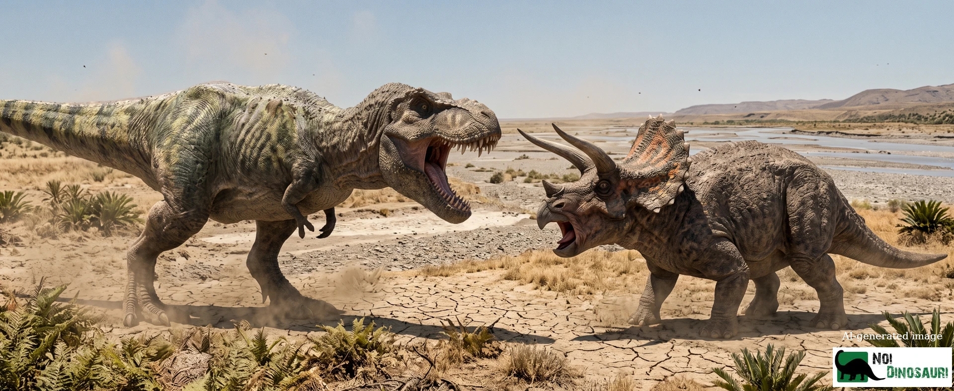 Triceratopo e Tirannosauro pronti allo scontro