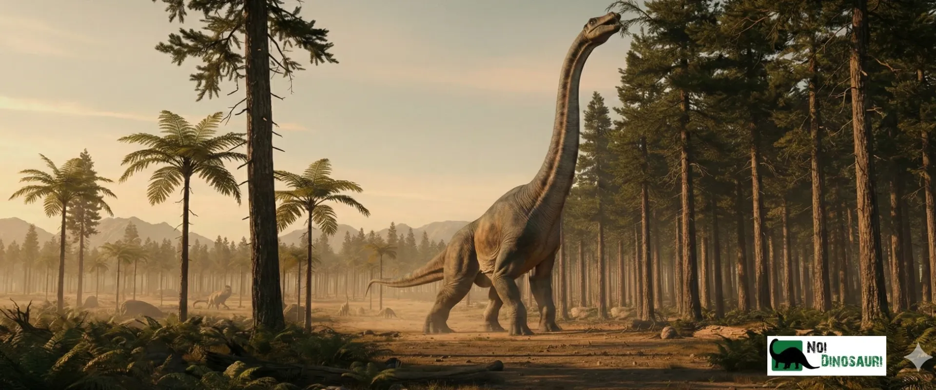 Bachiosauro si nutre, foresta del Giurassico Superiore