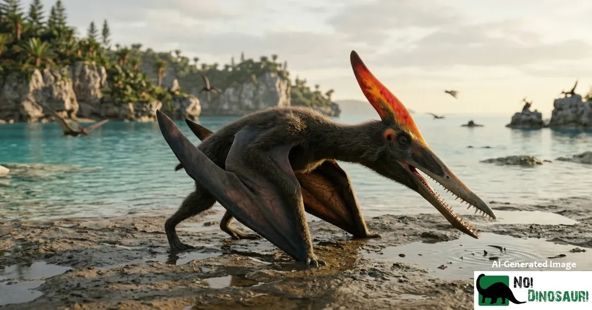 Pterodattilo che cammina sulla spiaggia