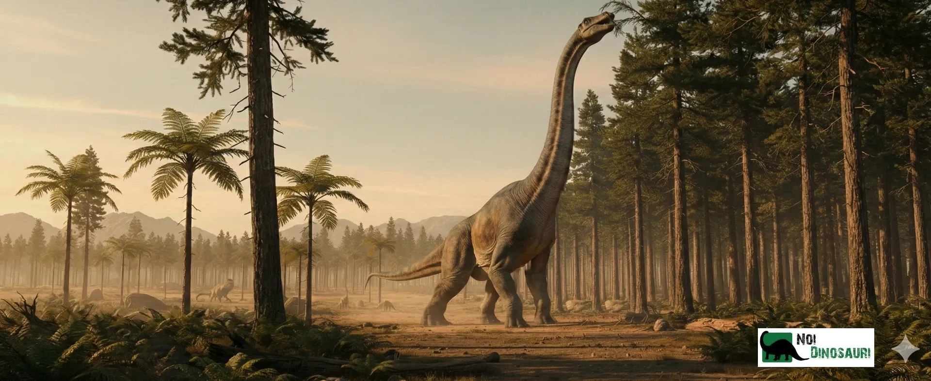 Bachiosauro si nutre, foresta del Giurassico Superiore