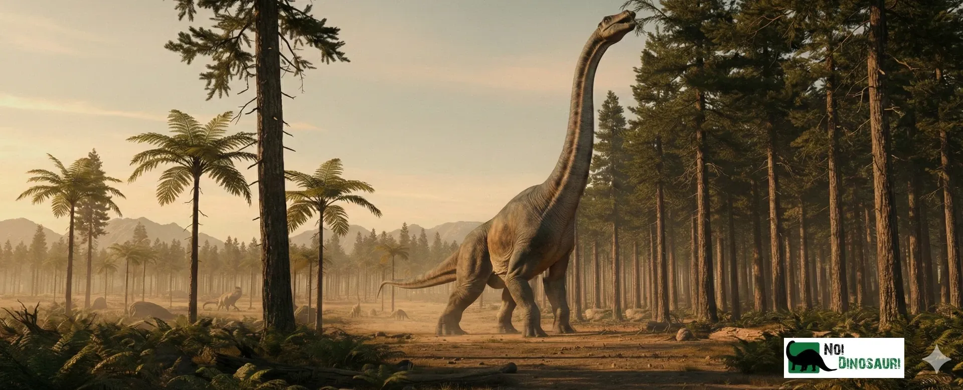 Bachiosauro si nutre, foresta del Giurassico Superiore