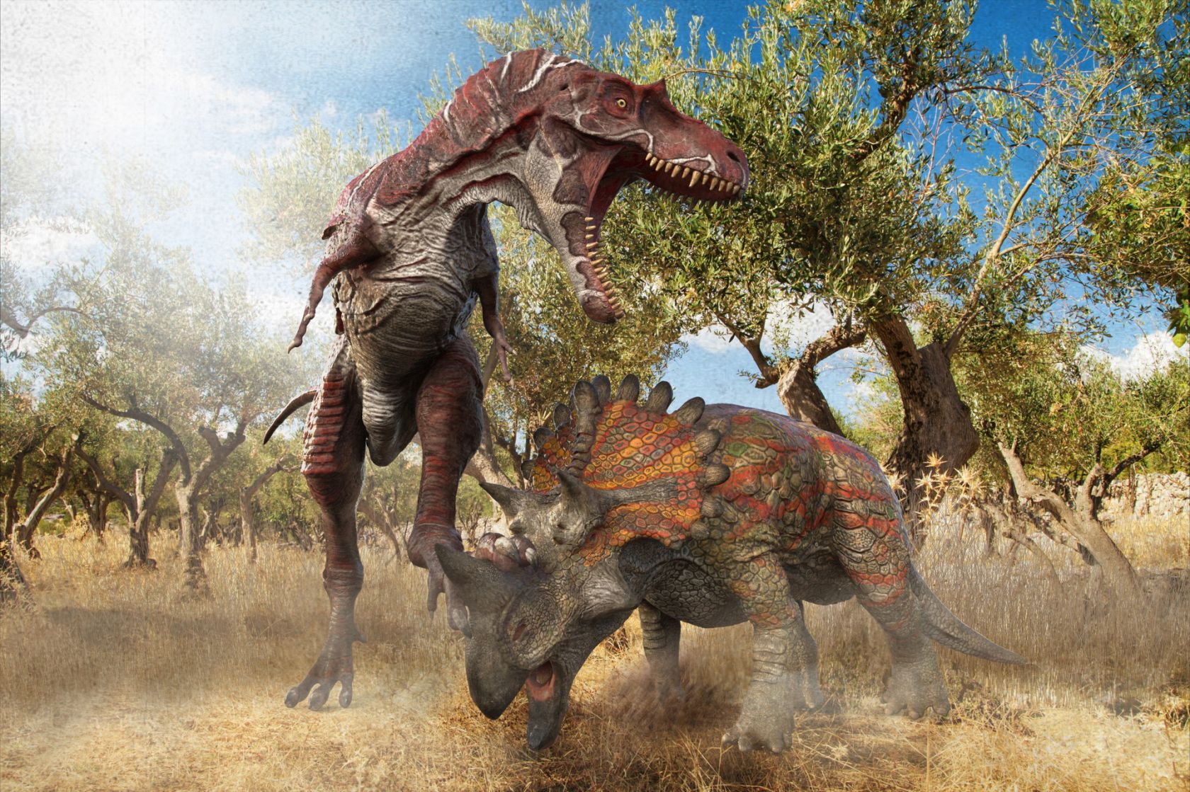Albertosaurus scena di caccia